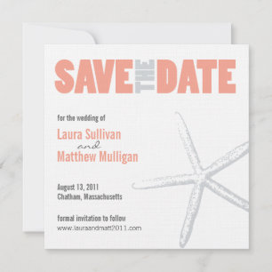 Korallen und graue Sternfische Hochzeit Speichern Save The Date