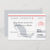 Korallen und Grauer UAWG Boarding Pass to MEXICO RSVP Karte (Vorne/Hinten)
