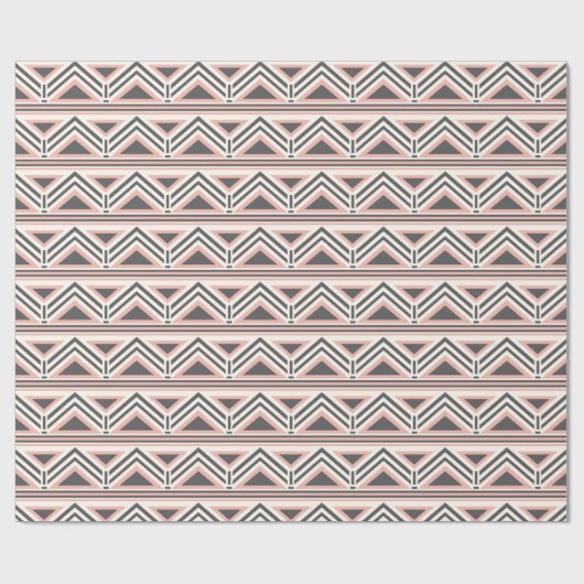 Korallen- und Gray Geometric Tribal Pattern Geschenkpapier (Flach)