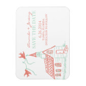 Korallen- und Kapellhochzeit speichern das Datum Magnet (Vertikal)