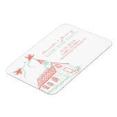 Korallen- und Kapellhochzeit speichern das Datum Magnet (Linke Seite)