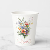 Korallen und Lila Wildblumen Brautparty Pappbecher (Vorderseite)
