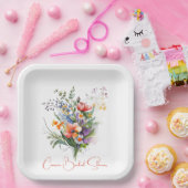 Korallen und Lila Wildblumen Brautparty Pappteller (Party)