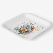 Korallen und Lila Wildblumen Brautparty Pappteller (Gewinkelt)