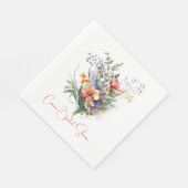 Korallen und Lila Wildblumen Brautparty Serviette (Ecke)