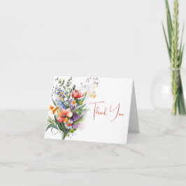 Korallen und Lila Wildblumen Vielen Dank Einladung