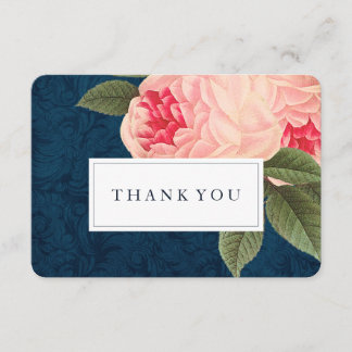 Korallen-und Marine-Blau-Shabby Chic danken Ihnen Dankeskarte
