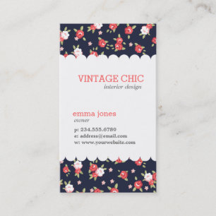 Korallen und Marine Chic Vintage Blumenprint Visitenkarte