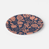 Korallen- und Marineblätterplatte Pappteller (Schrägansicht)