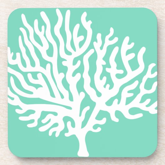 Korallen- und Meerglasgrün an der Küste Getränkeuntersetzer (Vorderseite)