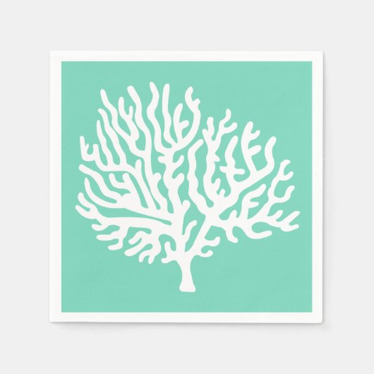 Korallen- und Meerglasgrün an der Küste Serviette (Vorderseite)