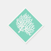 Korallen- und Meerglasgrün an der Küste Serviette (Ecke)