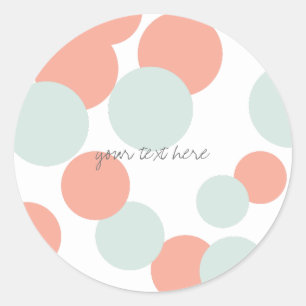 Korallen- und Minzbubbles Muster-Party-Sticker Runder Aufkleber
