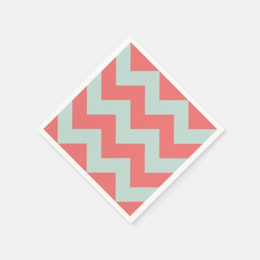 Korallen und Minze Grün Moderne Zickzack Serviette (Ecke)