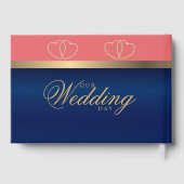 Korallen und Navy Blau mit Gold Hearts Gästebuch (Rückseite)