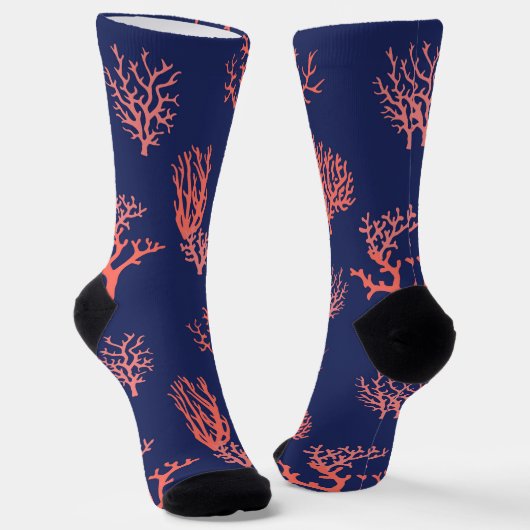 Korallen- und Navy-Blue-Groom-Hochzeit Socken (Gewinkelt)