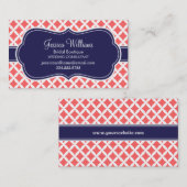 Korallen und Navy Blue Modern Diamonds Visitenkarte (Vorne/Hinten)