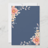 Korallen- und Navy-Blume | Monogramm Watercolor We Einladung (Rückseite)