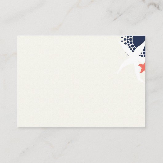 Korallen- und Navy-Hochzeitsunterkünfte Begleitkarte (Rückseite)