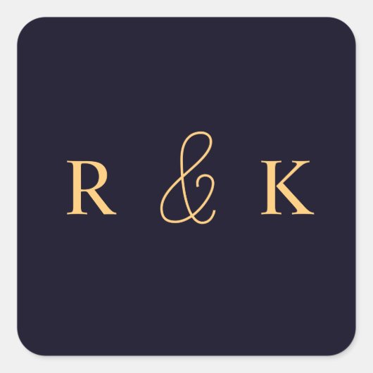 Korallen und Pfirsich personalisiert mit Monogramm Quadratischer Aufkleber (Vorderseite)