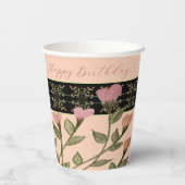 Korallen und rosa Blütenblätter Pappbecher (Rückseite)