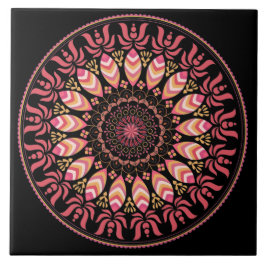 Korallen und Rosa Feather Mandala Keramik Tile Fliese