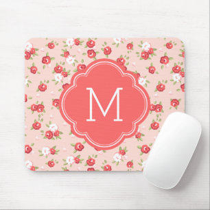 Korallen und rosafarben chic vintage Blumenprint M Mousepad