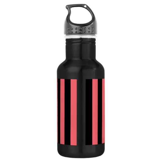 Korallen und schwarze Streifen aus Süßigkeiten Edelstahlflasche (Rückseite)