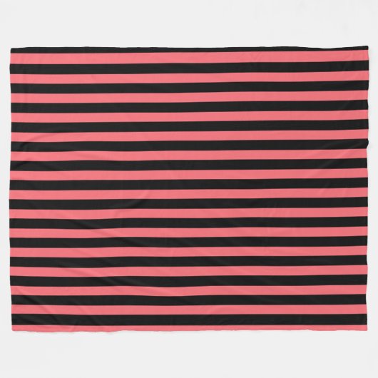 Korallen und schwarze Streifen aus Süßigkeiten Fleecedecke (Vorderseite (Horizontal))