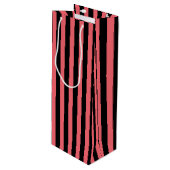Korallen und schwarze Streifen aus Süßigkeiten Geschenktüte Für Weinflaschen (Vorderseite Schrägansicht)