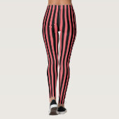 Korallen und schwarze Streifen aus Süßigkeiten Leggings (Rückseite)