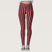 Korallen und schwarze Streifen aus Süßigkeiten Leggings (Vorderseite)
