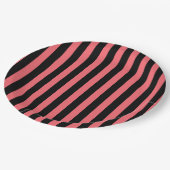 Korallen und schwarze Streifen aus Süßigkeiten Pappteller (Schrägansicht)