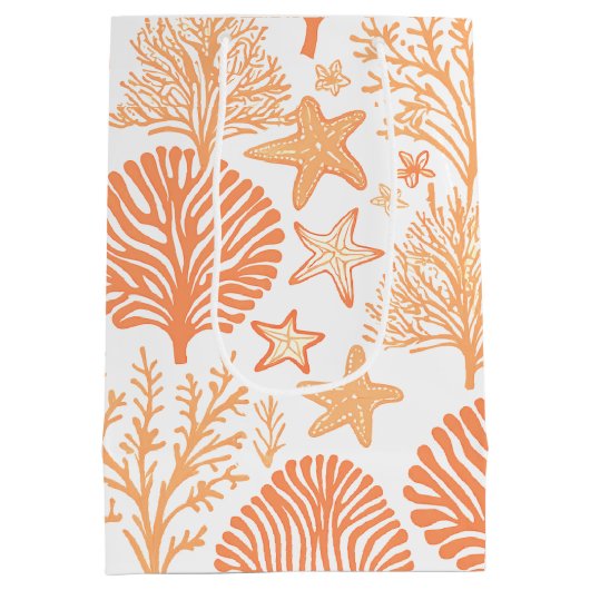 Korallen- und Seesternorange Mittlere Geschenktüte (Rückseite)