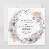 Korallen- und Seestrand Sommerblühende Hochzeit Einladung (Vorderseite)