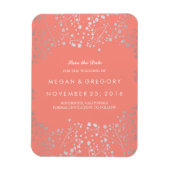 Korallen und Silberes Gipskraut Save the Date Magnet (Vertikal)