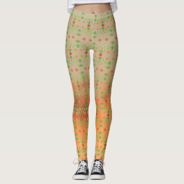 Korallen und Taupe Gemusterte Leggings