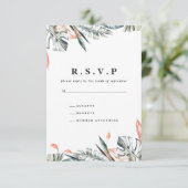 Korallen- und Tropenblättertraum R.S.V.P RSVP Karte (Stehend Vorderseite)