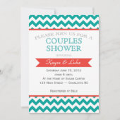 Korallen und türkisfarbene Zickzack Dusche Einladu Einladung (Vorderseite)