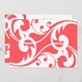 Korallen und Weiß Moderne Hochzeitseinladung Einladung (Vorne/Hinten)