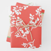 Korallen und Weiße Blume, Streifen und Schmetterli Geschenkpapier Set (Beispiel)