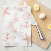 Korallen und Weiße Seashell Geschirrtuch (Viertel Falte)