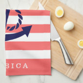 Korallen und weiße Streifen blaue Wasserankerin Handtuch (Viertel Falte)