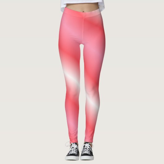 Korallen und Weißer Vertikaler Streifen Leggings (Vorderseite)