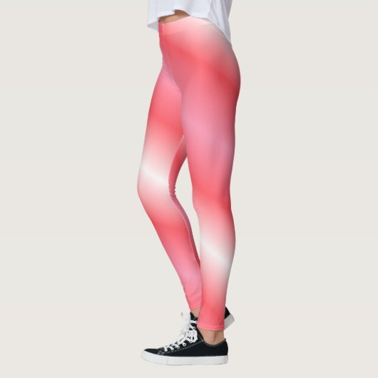 Korallen und Weißer Vertikaler Streifen Leggings (Links)