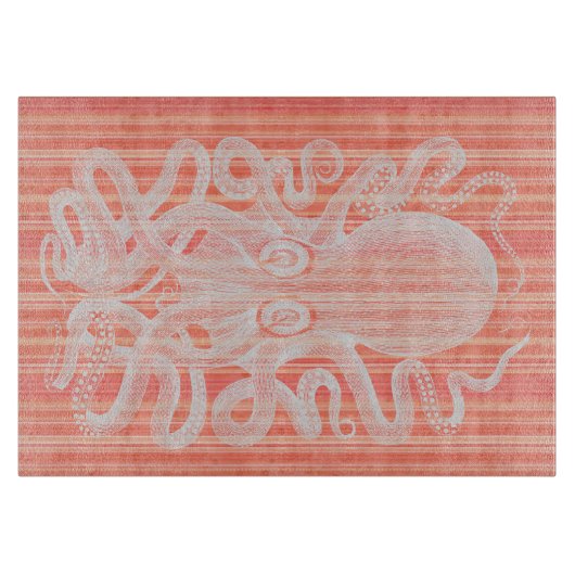 Korallen- und Weißoktopus-Schneidplatte Schneidebrett (Vorderseite)