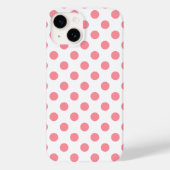 Korallen- und Weißpolka-Punkte Case-Mate iPhone Hülle (Rückseite)