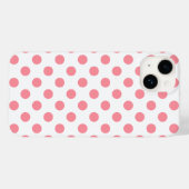 Korallen- und Weißpolka-Punkte Case-Mate iPhone Hülle (Rückseite (Horizontal))