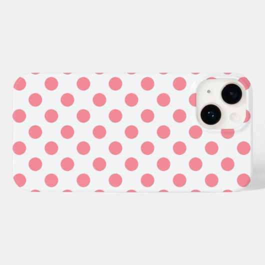 Korallen- und Weißpolka-Punkte Case-Mate iPhone Hülle (Rückseite (Horizontal))