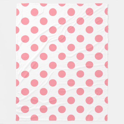 Korallen- und Weißpolka-Punkte Fleecedecke (Vorderseite)